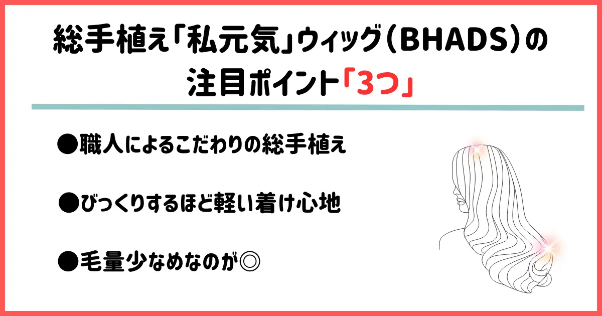 【総手植え・人毛レミーヘア】私元気部分ウィッグの注目ポイント3つ